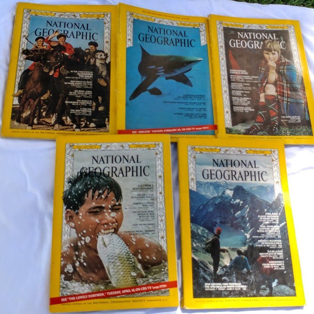 1968 National Geographic Lot of 5 Jan-May Vol 133 Vintage Magazines